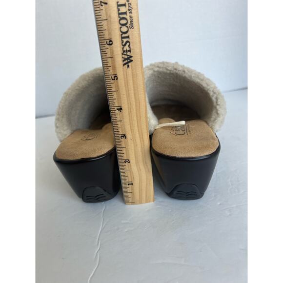 Cliffs by White Mountain Brown w/ Cream Sherpa Lined Vegan Leather Clog Mules 8 - Picture 8 of 9